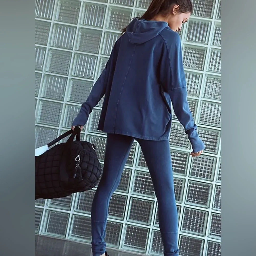 NWOT Free People Hot Shot Hooded Set in Midnight Navy Blue